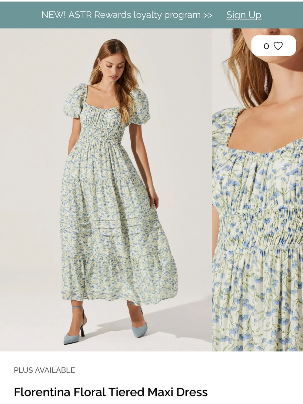 ASTR The Label Floral Dress in Blue and Cream